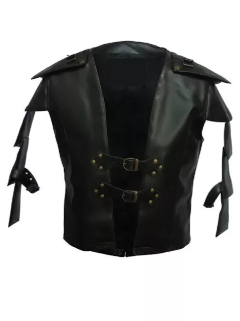 Mens Real Black Leather Heavy Duty Steampunk Victorian Armour