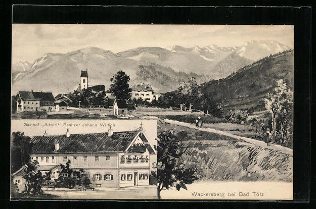 AK Bad Tölz, Wackersberg mit Gasthof Altwirt