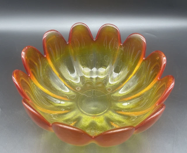 VTG Indiana Glass Amberina Lotus Petal Bowl 11 1/4" EUC