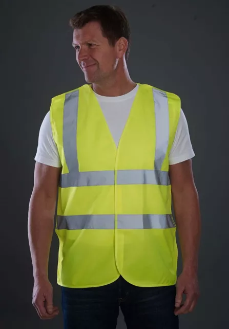 Hi Vis Vest Yellow High Viz Visibility Waistcoat Safety Work EN ISO 20471 S-6XL