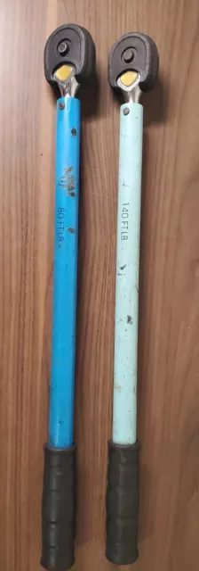 (2) ASCOT PRESET TORQUE WRENCH (1) 140Ft. / LB LIGHT BLUE & (1) 80FT./LB BLUE