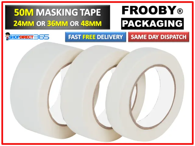 GENERAL MASKING TAPE ROLL 50mm - 25mm X 50M DIY CRAFT PAINTER PAINTING EASY TEAR