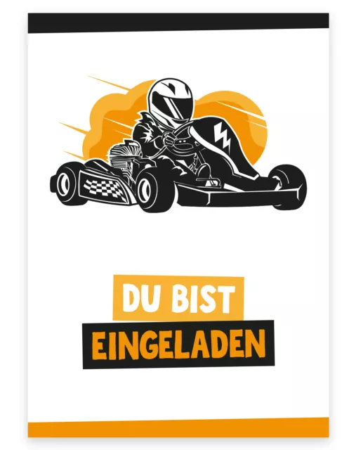 12 Einladungskarten Kartfahren Geburtstagseinladung  Kindergeburtstag  go-kart