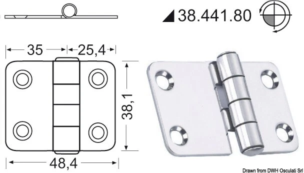 Charnière Noeud Globuleux 60,4x38,1 MM Marque Osculati 38.441.80
