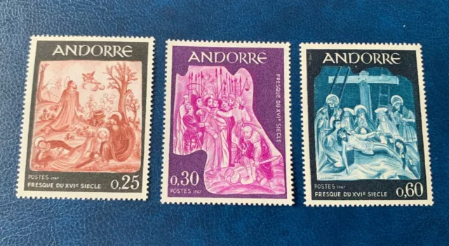 French Andorra Andorre 1967 - 3 mint hinged stamps - Michel No. 204-206