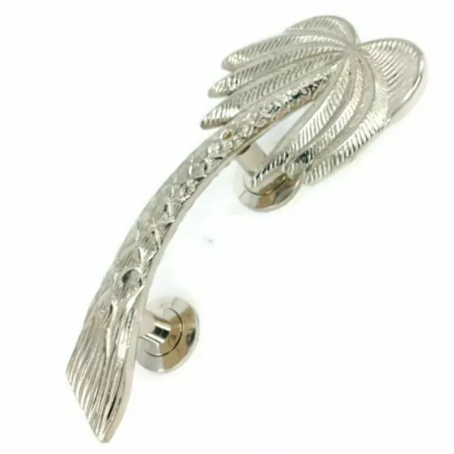 large Palm tree Door pull handles solid polished Nickel brass old style 30cm B