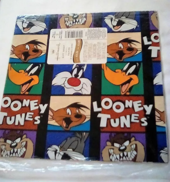 LOONEY TUNES BUGS BUNNY, Daffy, TAZ Gift Wrap Warner Bros NIP!