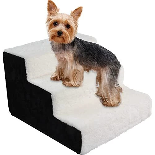 Pasos para perro Pet Prime con cubierta lavable y con cremallera extraíble, escalones para perro para cama