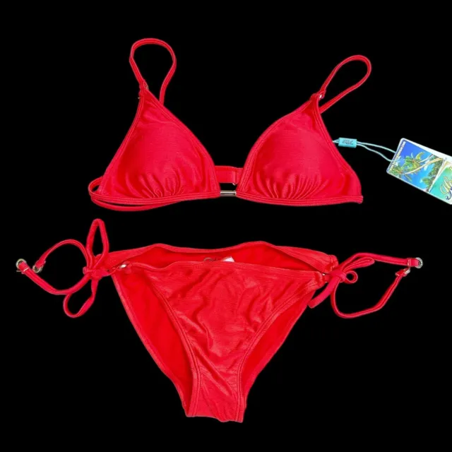 Heat Womens Red Triangle Bikini Set Size S NWT
