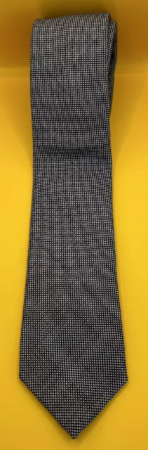 Club Monaco Black & White Micro Dot Tie Necktie 100% Wool Made In Italy 3