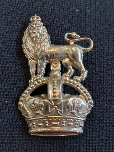 1St Dragoons Nco's Arm Badge In White Metal On Lugs Kings Crown Genuine