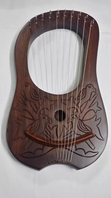 CC New Lyre Harp Rosewood 10 Metal Strings Engraved/Rosewood Lyra Harp Free Case