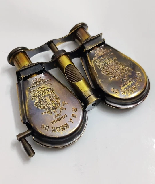 Telescopio binocular monocular náutico antiguo de latón visor de vidrio espía de colección