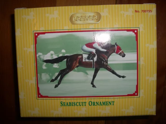 Breyer Stablemates Plastic Ornament Seabiscuit and Jockey w/ box 2003-2004 3