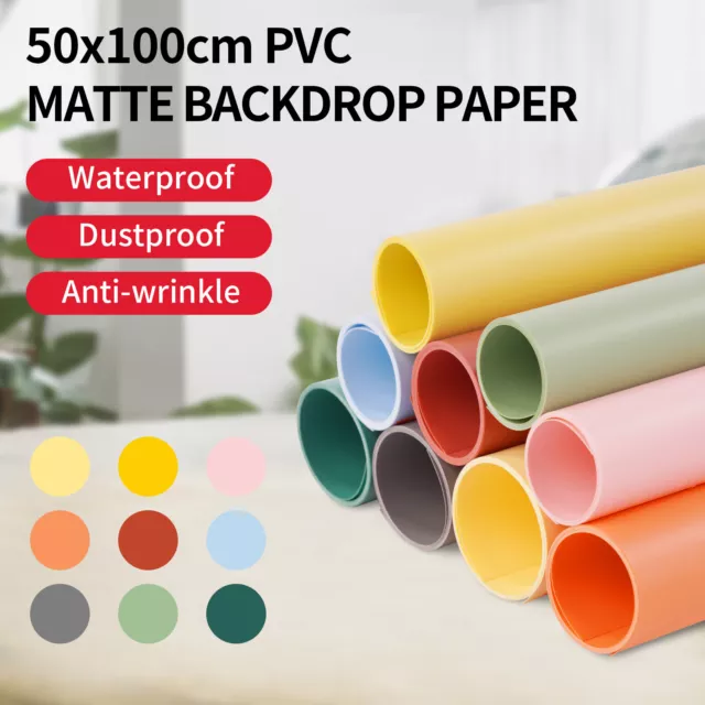 9pcs Kit Backdrop Paper PVC Matte Background Photo Studio Photography 50x100cm