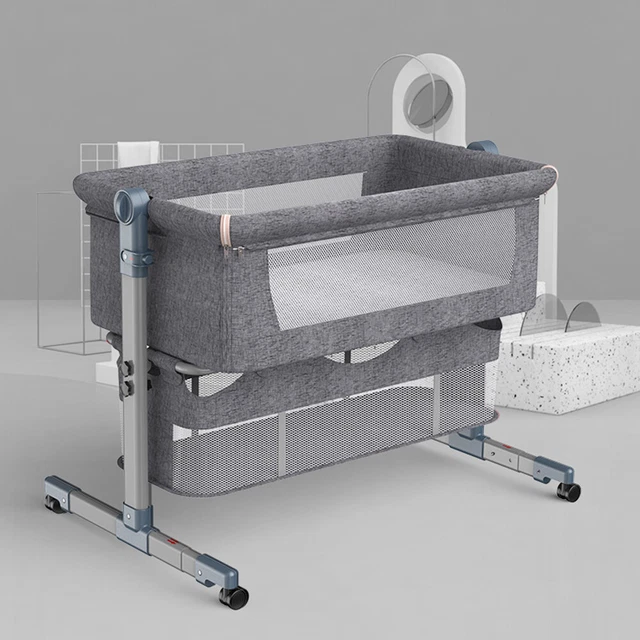 Kinderbett Babybett Beistellbett Zustellbett Matratze mit Rollen Einstellbar
