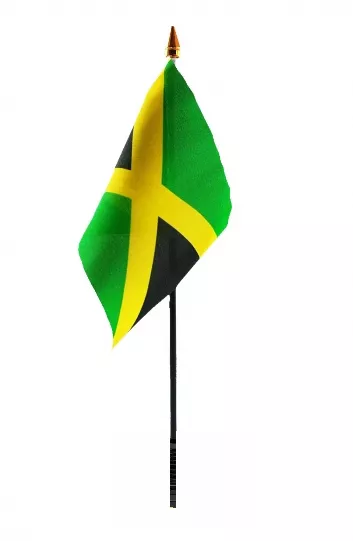 JAMAICA flag PACK OF TEN SMALL HAND WAVING FLAGS Jamaican Caribbean West Indies