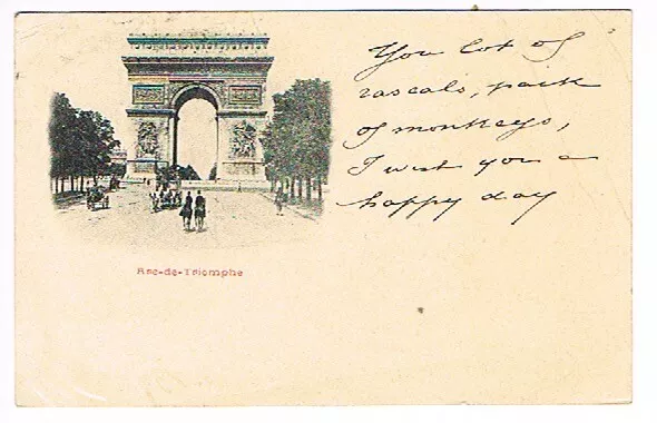 CPA Précurseur PARIS- Circulée en 1899-  Cachet Paris 8  Rue de Grammont-Arc Tri