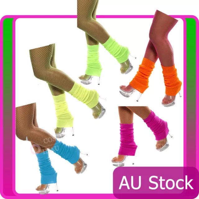 Licensed Womens Party Legwarmers Knitted Neon Dance 80s Costume Leg Warmers