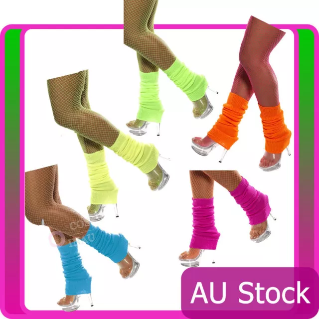 ADULT NEON LEG WARMERS 80S WORKOUT AEROBICS COSTUME LEGWARMERS