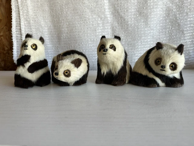 Vintage Real Fur Panda Bears