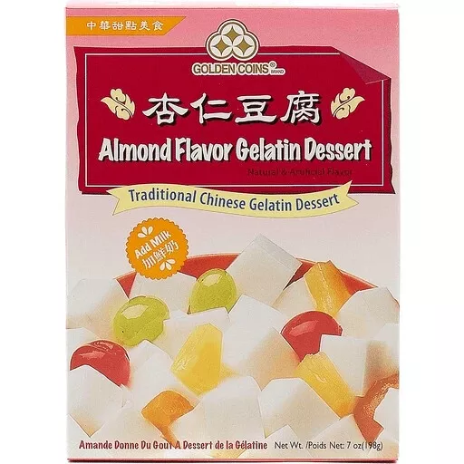 Golden Coins Almond Flavor Gelatin Dessert Mix 7 oz ( Pack of 4 ) Made In USA