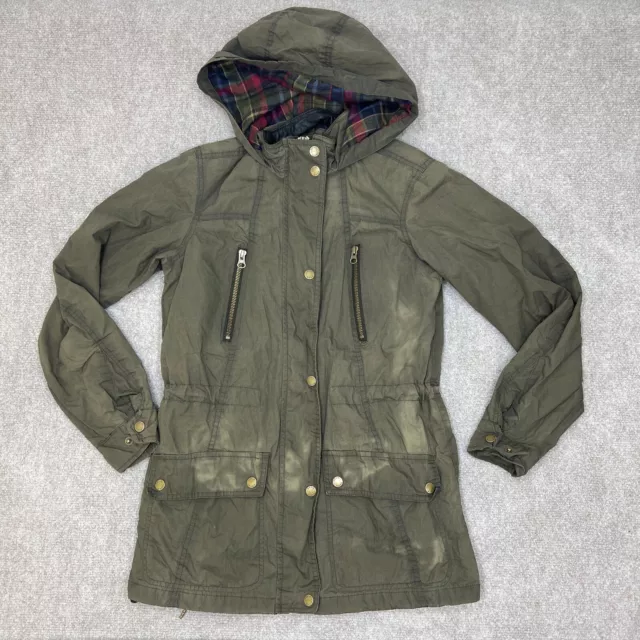 Orvis Jacket Womens Extra Small Brown Flannel Lined Hooded Full Zip Outdoors