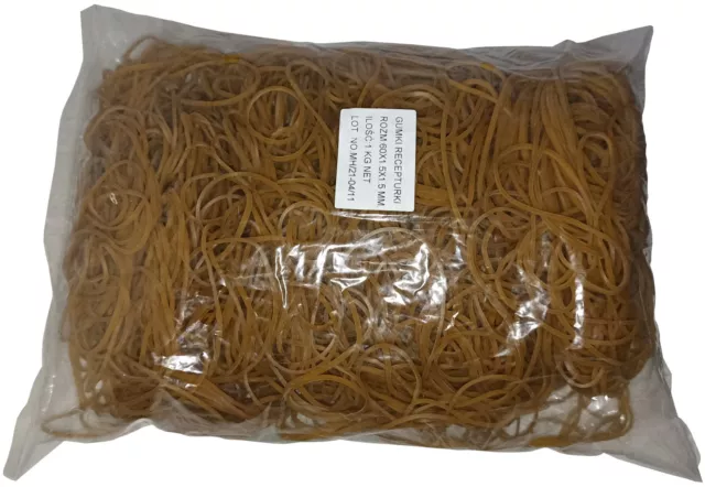 1 kg Gummiringe Gummibänder Haushaltsgummis natur 60 mm Ø 1,5 x 1,5 mm breit