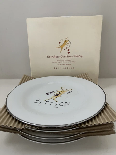 Reindeer Cocktail Plates by Pottery Barn | Set of 4