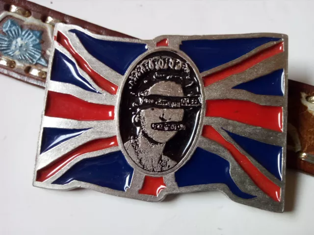 THE SEX PISTOLS God Save the Queen, Gürtelschnalle massiv Metall, ca. 9,3x6,6cm