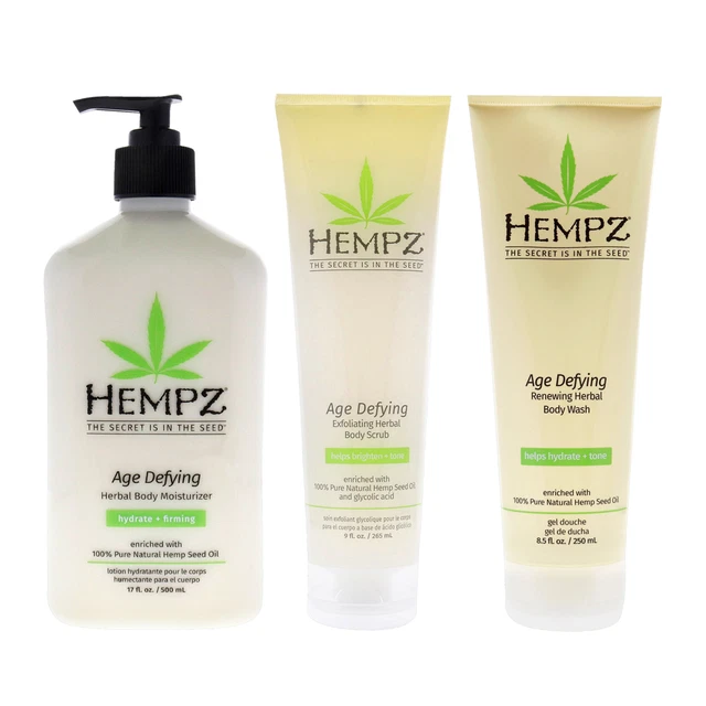 Age-Defying Herbal Body Moisturizer-Body Scrub and Body Wash Kit - 3 Pc Kit