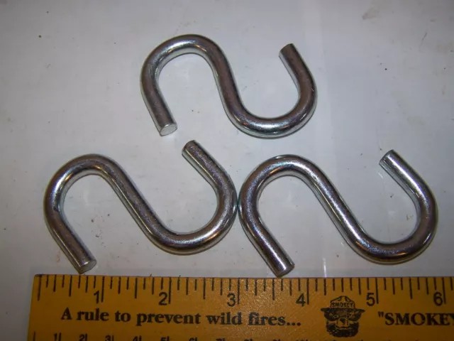 Lot of 3 National Hardware Heavy Open S-Hook Zinc Plated Steel 3 inch