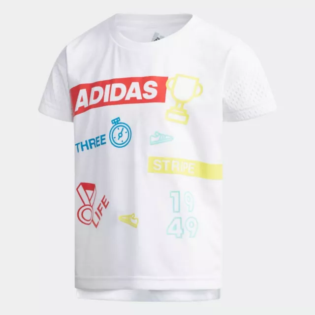 Maglietta Adidas Ragazze Training Grafica T-shirt Junior Bambini Top DW4079 - Bianco