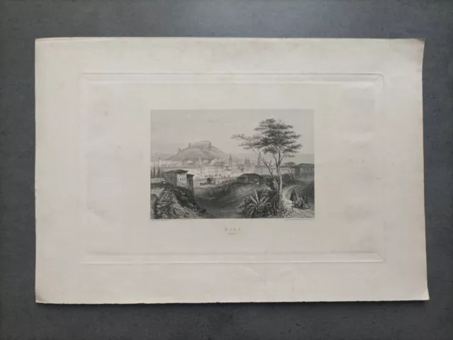 19th century antique engraving depicting a view of Nice