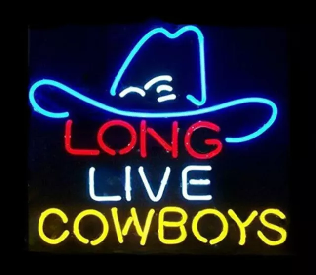 Long Live Cowboys Hat Vintage Neon Sign Decor Bistro Wall Neon Light 24"x20"