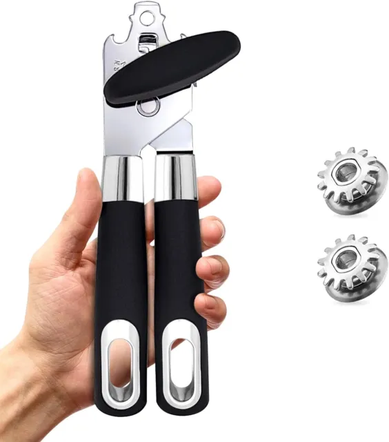 Stainless Steel Can Opener Manual with 2 Additional Smooth Edge Tin Opener