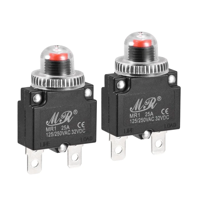 Circuito Sovraccarico Protettore 25A AC125/250V DC32V Premi Pulsante 2pz