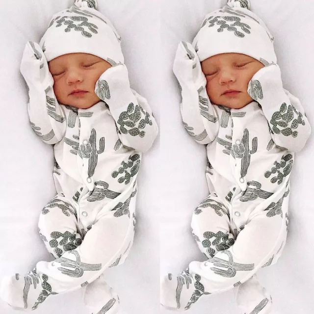 Tuta con tutina neonato neonato neonati bambine + abiti cappello pigiama set vestiti