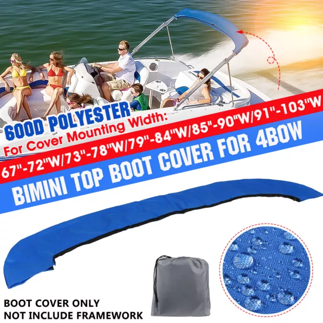 1x New Bimini Top Boot Cover Storage Bag Sock Boat Shade No Frame Blue For 4 BOW