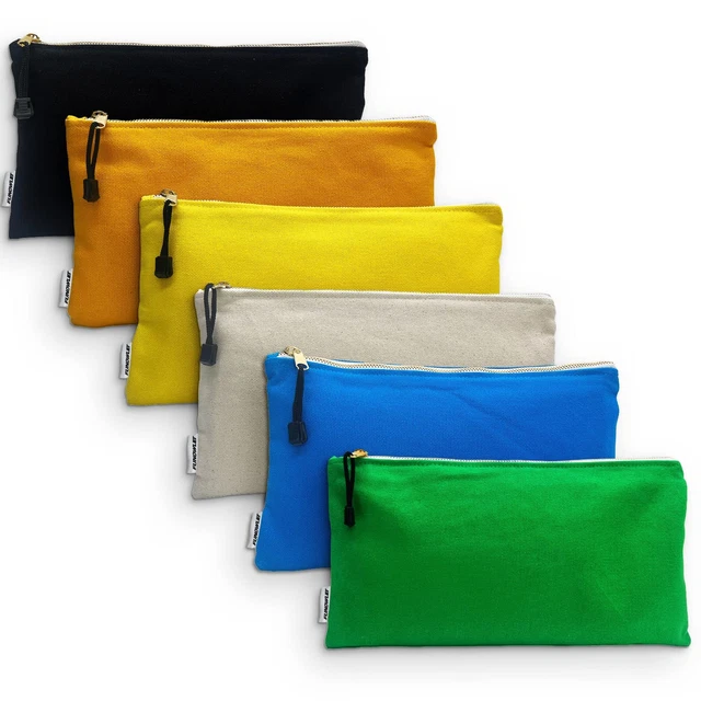 Canvas Tool Bag Zipper Pouch - 6 Pack Heavy Duty Tools Utility Pouches