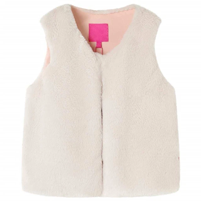 Gilet da Bambina in Pelliccia Sintetica Beige 128 vidaXL