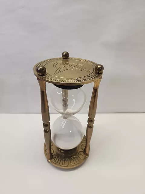 Vintage Brass Hourglass Roman Numerals Zodiac Clock Rare