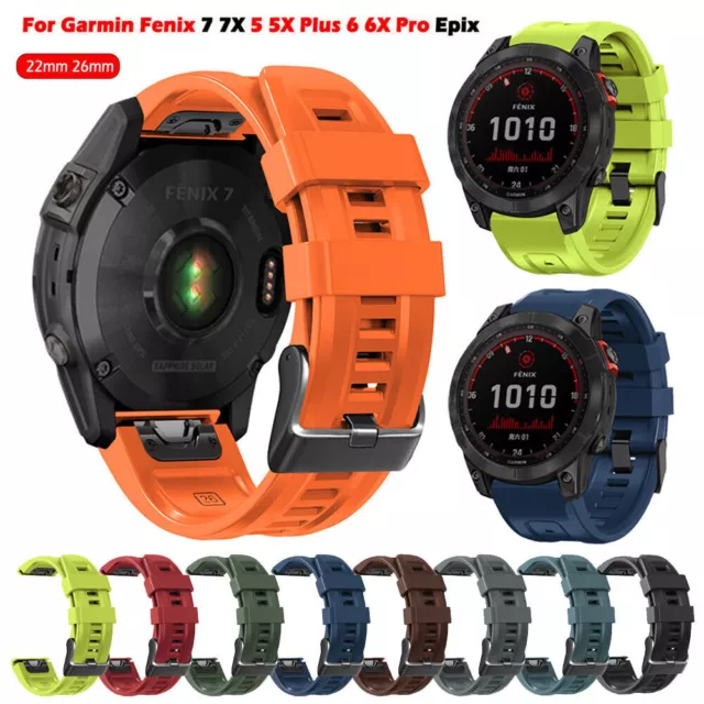 For Garmin Fenix 7X 6X 5X Plus 3 3HR Quick Fit Sport Silicone Watch Band Strap
