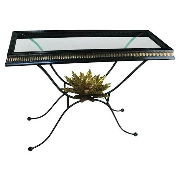 Black Wrought Iron Artichoke Console Table Ornate Gold Sofa Baroque