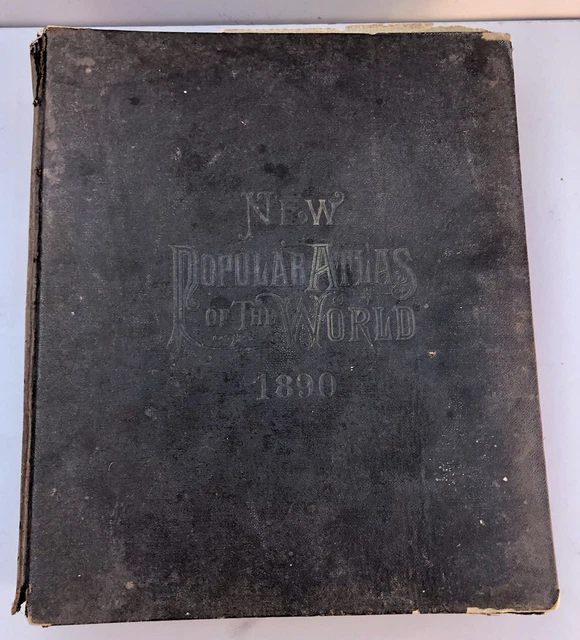 1890 New Popular Family Atlas of the World Antique Book Mercantile House Chicago
