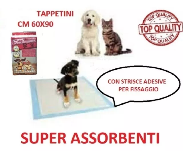 100 TAPPETINI ASSORBENTI PER CANI 60x90CM CUCCIOLI PANNOLINI TRAVERSE CANE