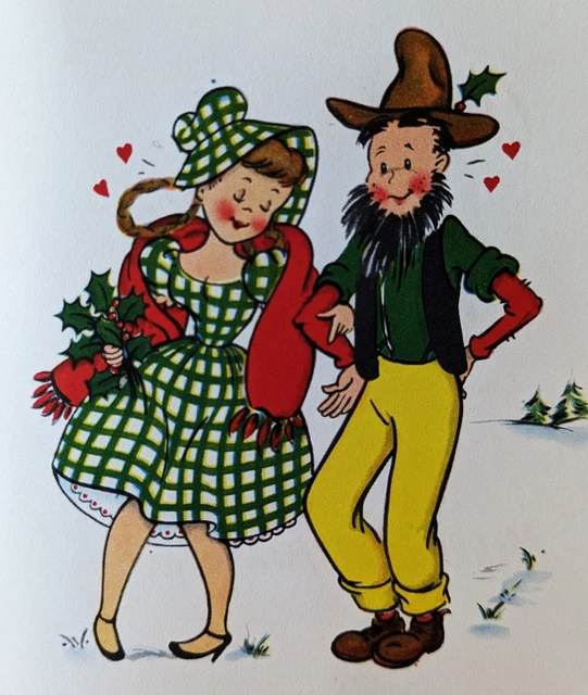 Vintage 1950's Funny Humour Husband Wife Christmas Greeting Card EB3303