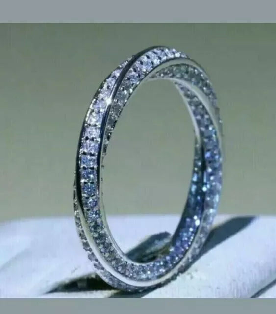 Bague de mariage torsadée en diamant simulé taille ronde 2 ct plaquée or...