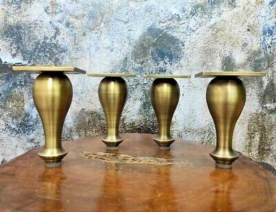 Set of 4, 6 Inches, DIY Heavy Duty Artistic Solid BRASS Couch Cabinet Sofa Legs