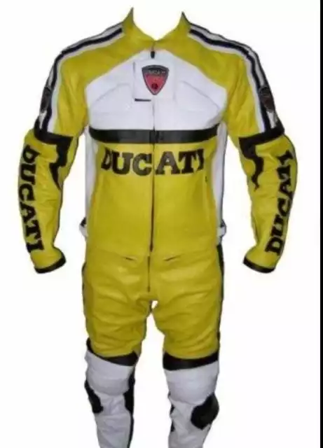 Ducati Yellow Suit Motorbike Motorcycle Bike Leather Leder Biker 1 & 2 Piece